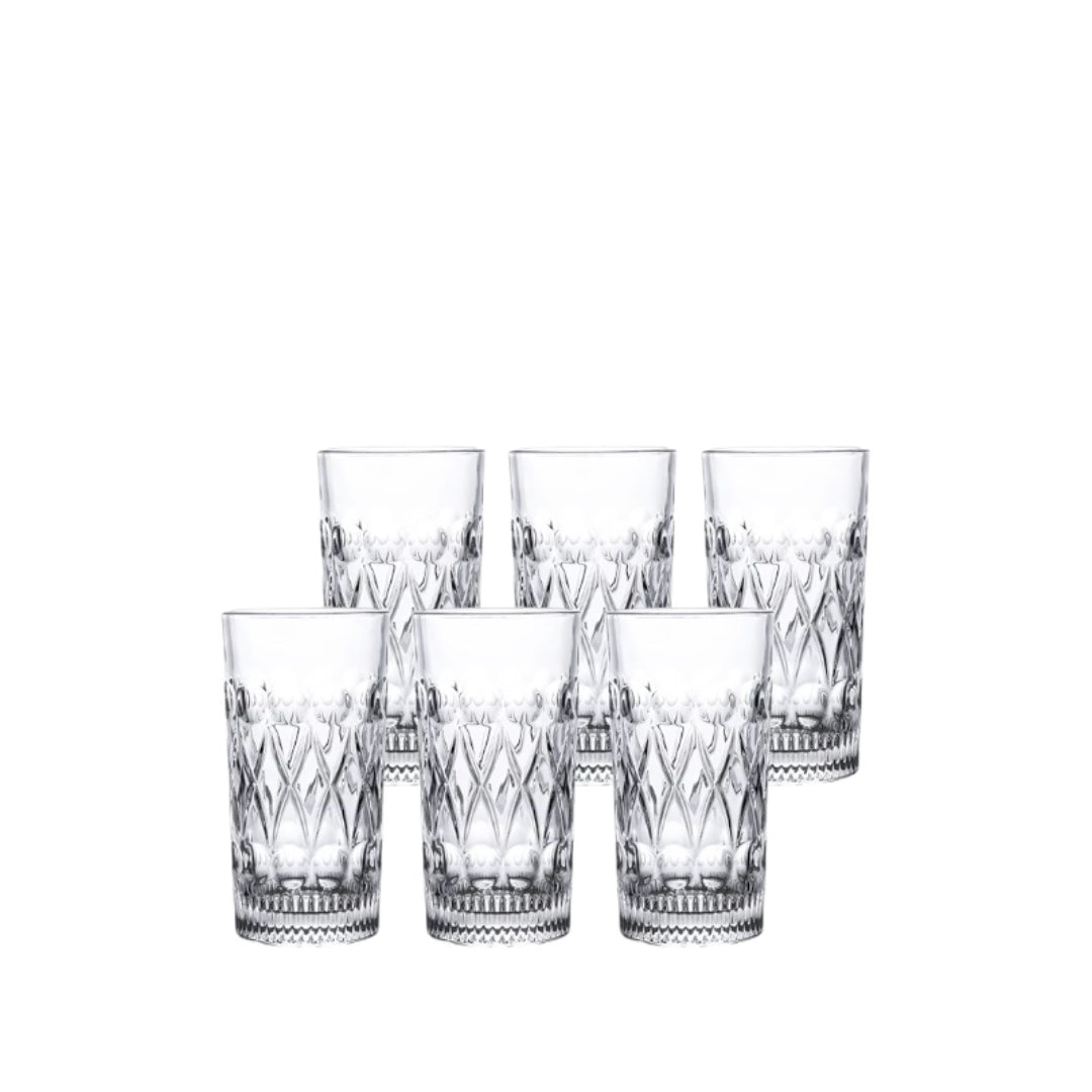 Set of 6 Tall Drinking Glasses – 360ml Beverage Glassware for Drinks & Refreshments
