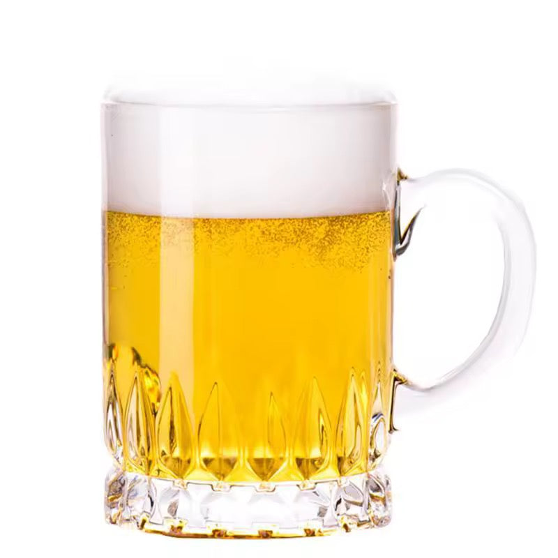 Set of 6 Crystal Glasses with Handles – 360ml Elegant Drinking Glassware Glass Mug