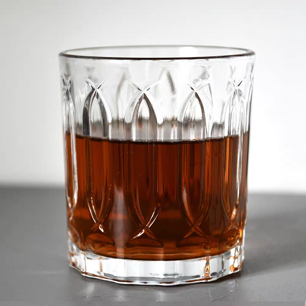 Set of 6 Crystal Glasses – 230 ml Curved Line Design Drinking Glassware for Beverages