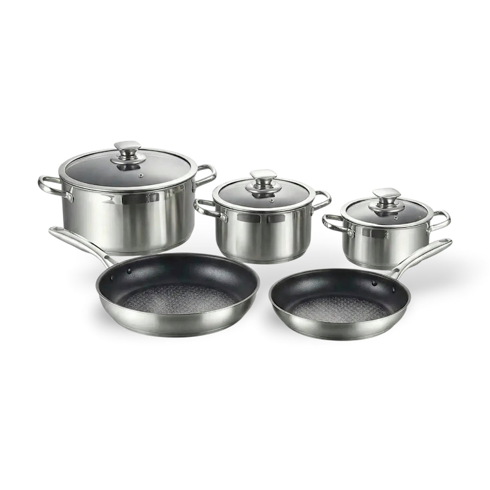GIYOCA COOK Hybrid Stainless Cookware Set Steel 8 Piece Set Non Stick Cast Iron Induction Cookware