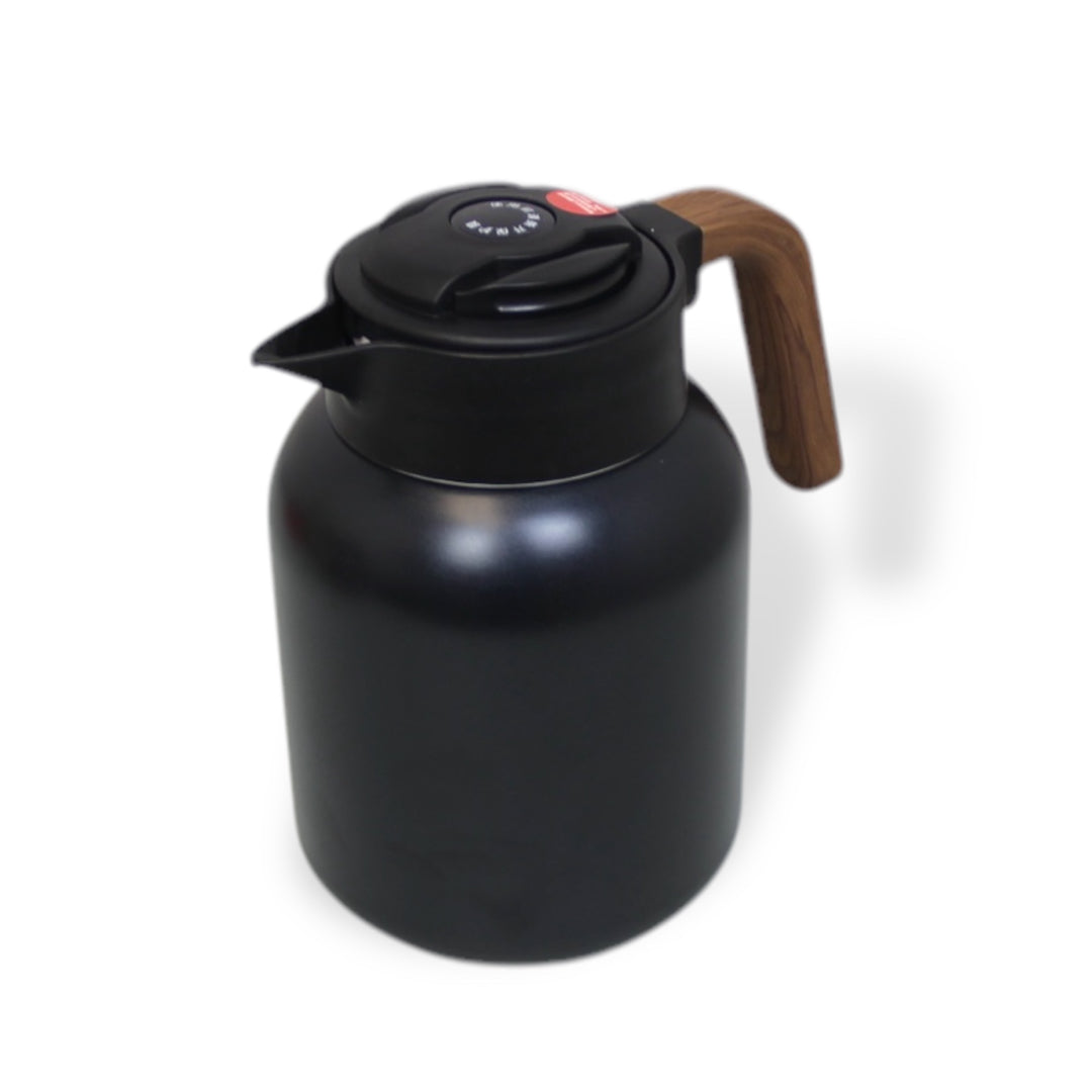 1.6 Litre Stainless Steel Insert Thermos Flask with Push Button Temperature and Wood Handle