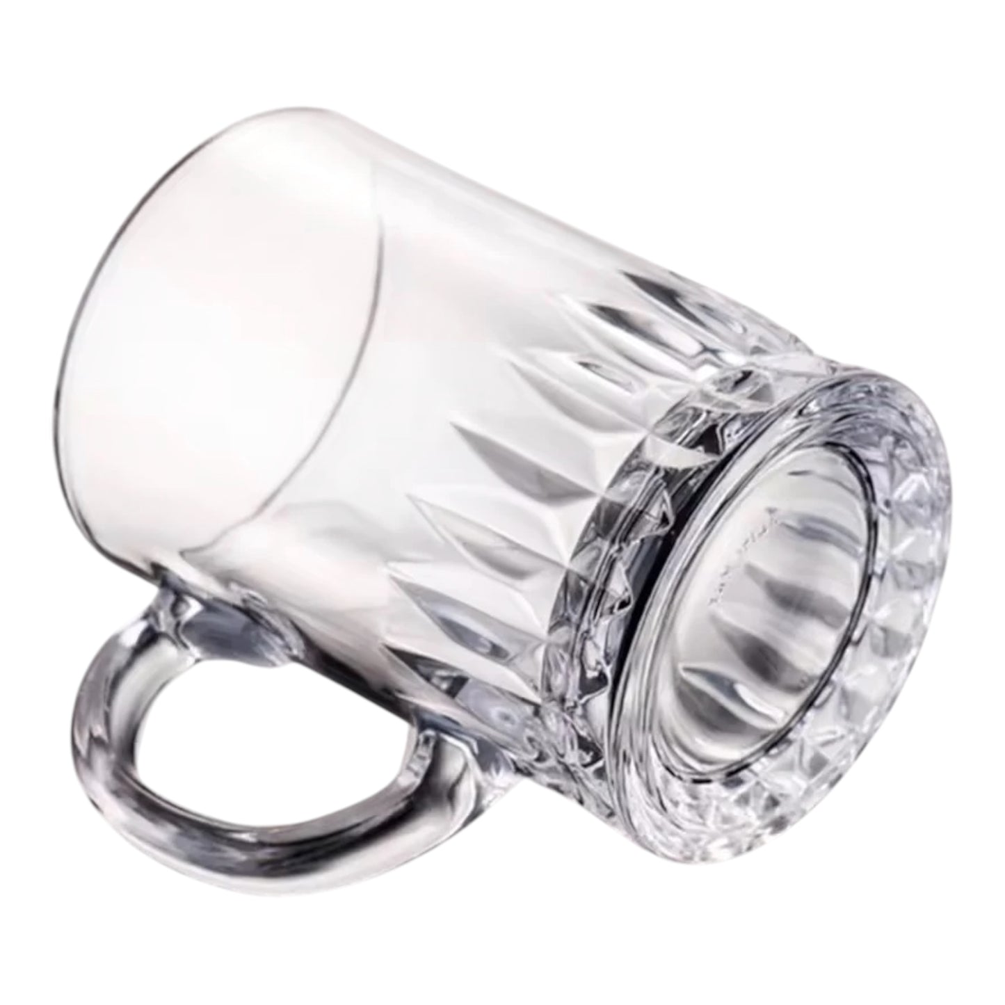 Set of 6 Crystal Glasses with Handles – 360ml Elegant Drinking Glassware Glass Mug