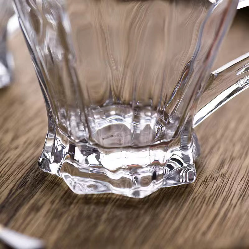 Crystal Glass Set of 6 Pieces Tea Cups with Handle