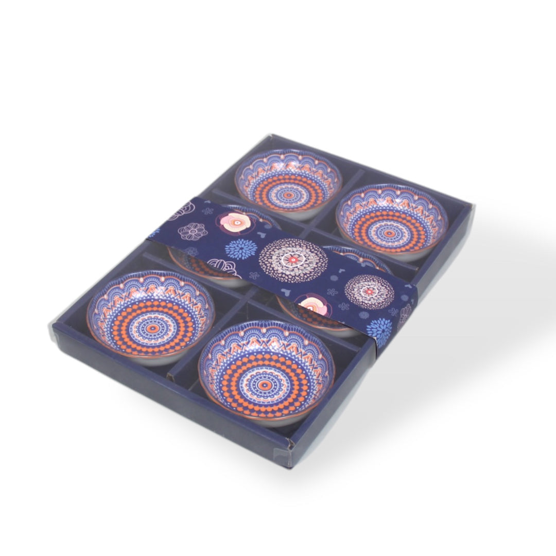 4-Inch Colourful Ceramic Porcelain Spice & Sauce Bowl Set – Box of 6