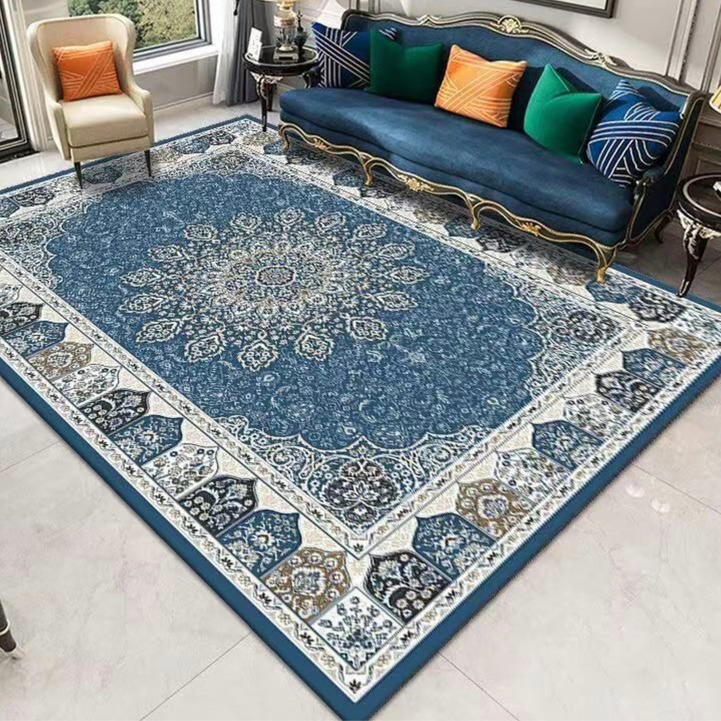 (#76) 5’x8’ Stain resistant & Machine Washable Persian-Inspired Area Rug Carpet