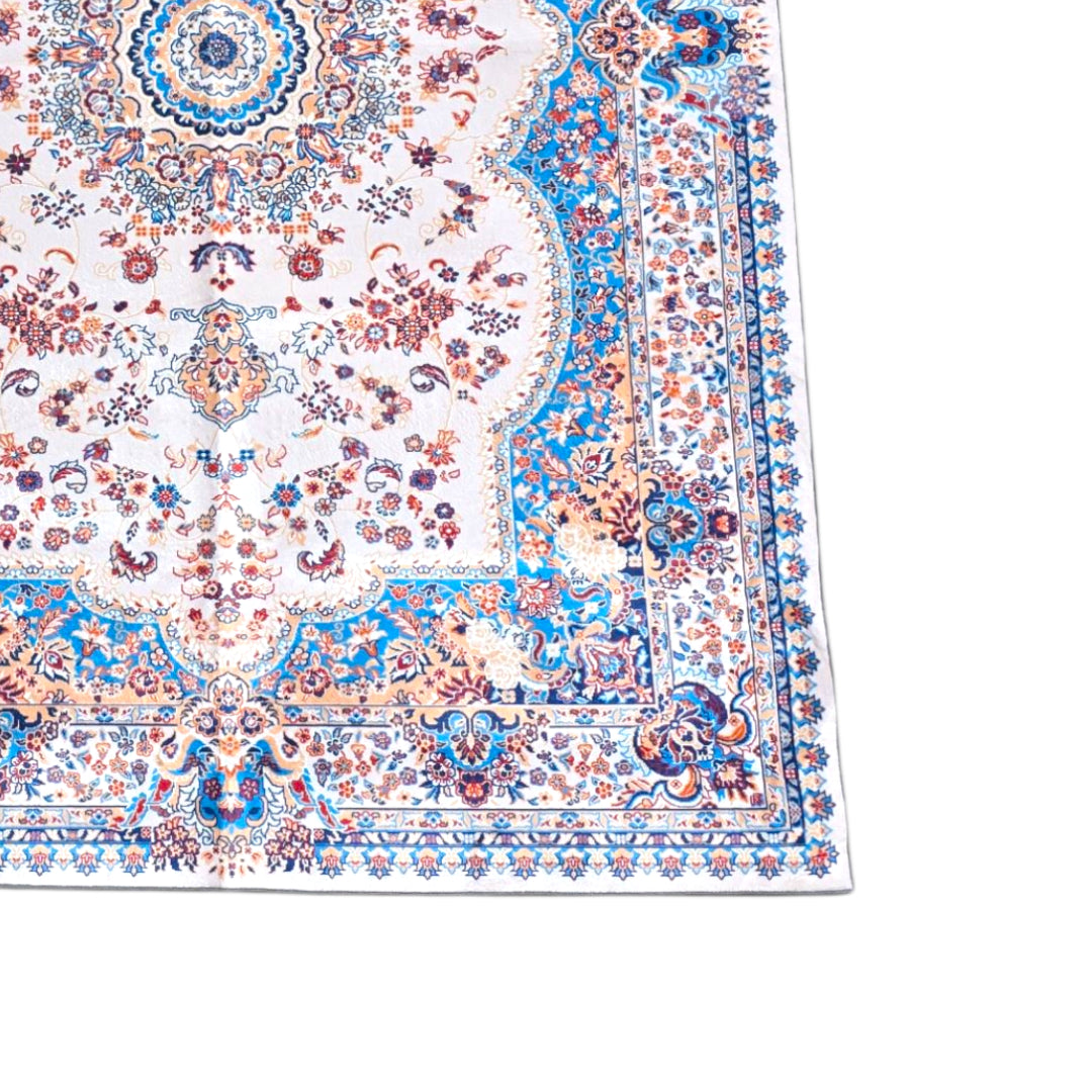 (#16) Isfahan Cream – 5’x8’ Stain resistant & Machine Washable Persian-Inspired Area Rug Carpet