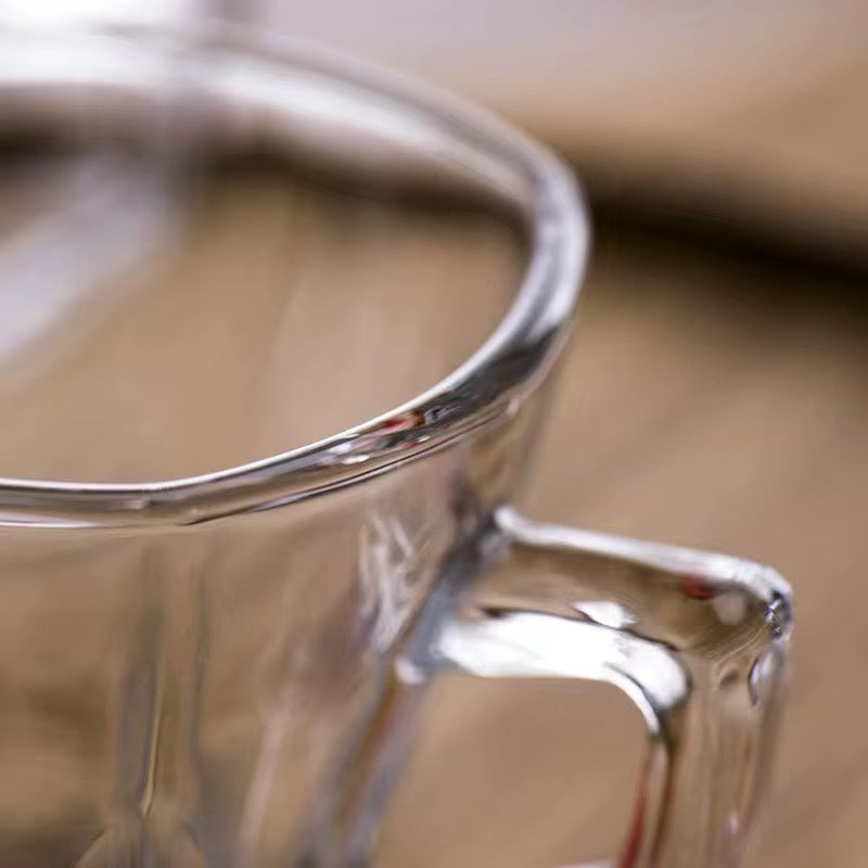 Crystal Glass Set of 6 Pieces Tea Cups with Handle