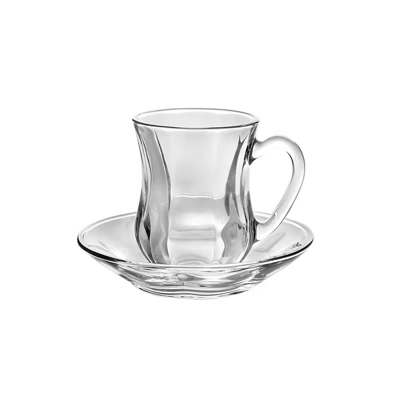 Tea Glass Set of 12 Pieces Tea Cups with saucers
