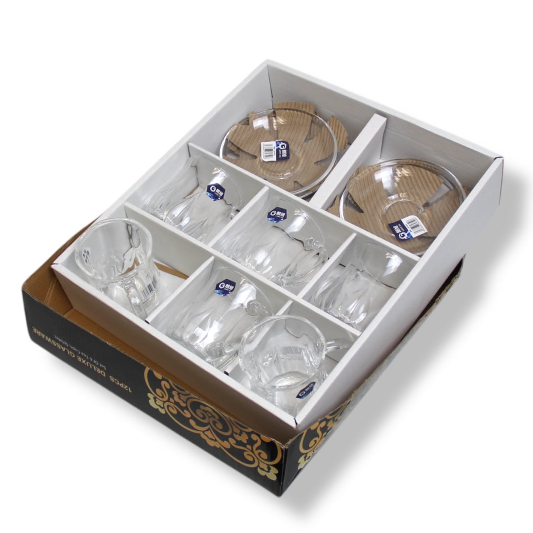 Tea Glass Set of 12 Pieces Tea Cups with saucers