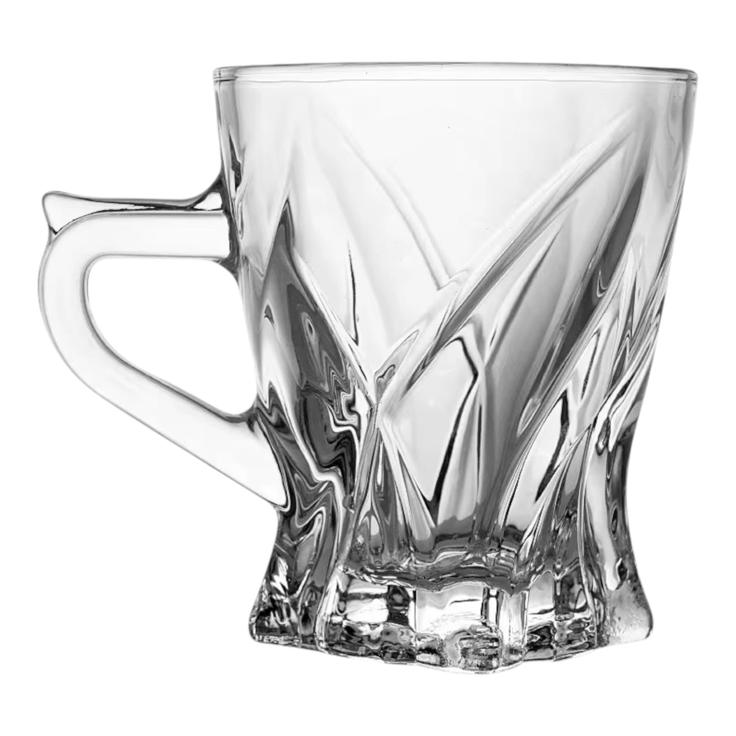 Crystal Glass Set of 6 Pieces Tea Cups with Handle