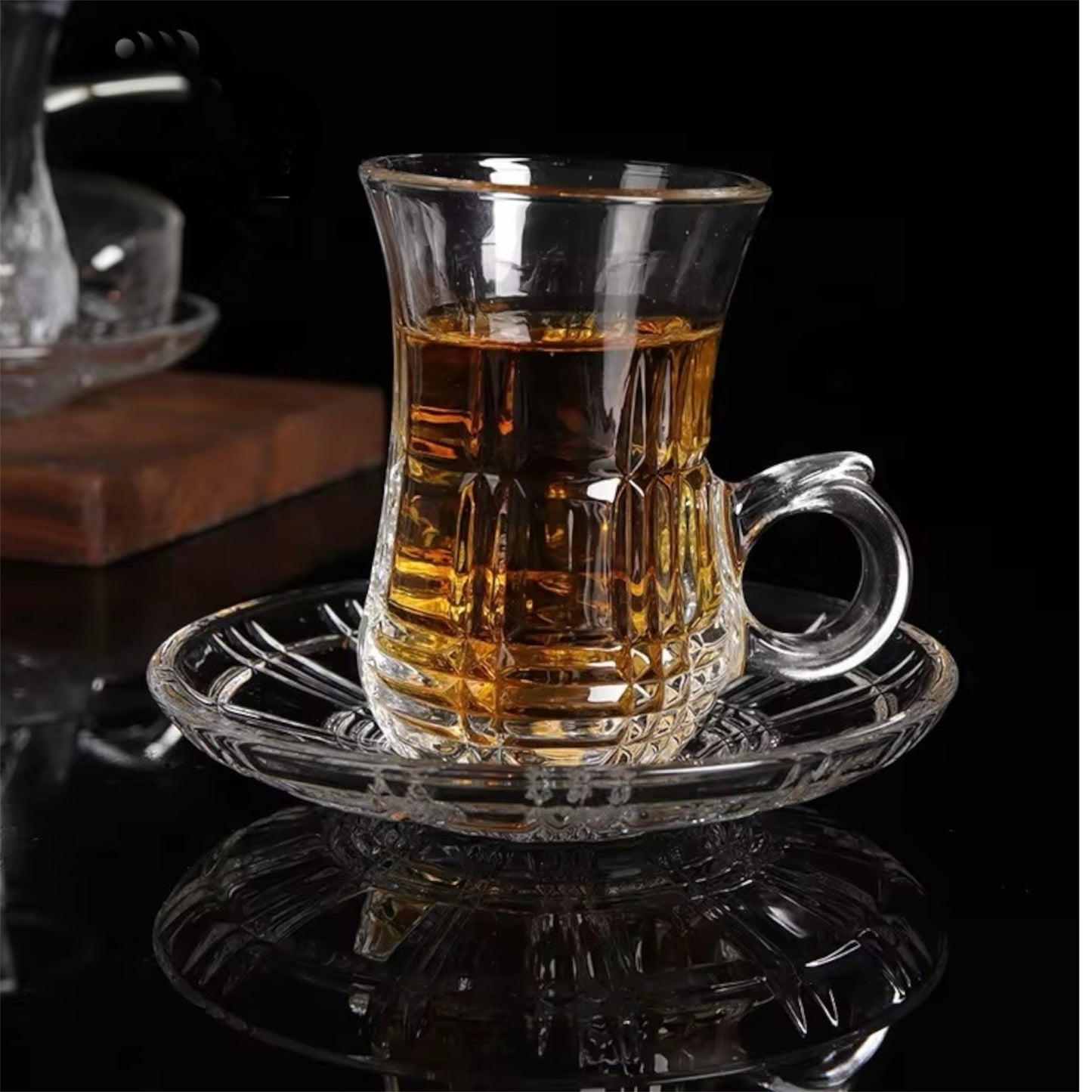 135ml Glass Set of 12 Pieces Tea Cups with Handle