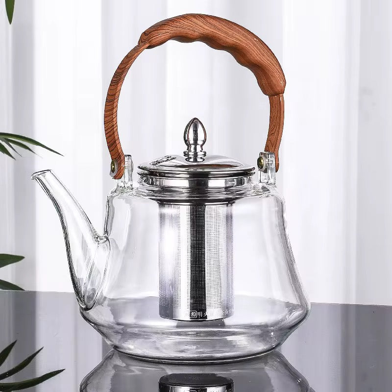 1.5L Borosilicate Glass Teapot with Stainless Steel Infuser & Lid – Heat-Resistant