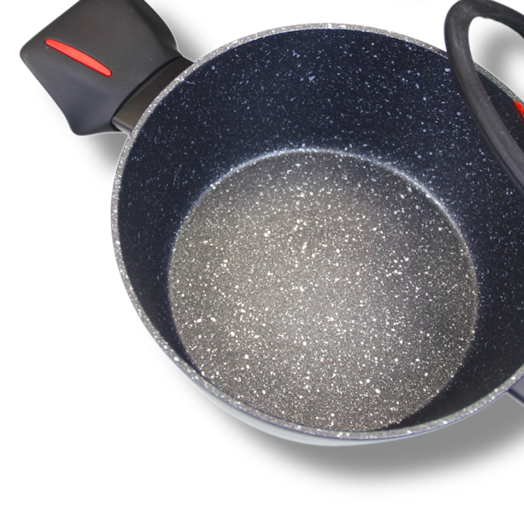 BST Bester Cookware Set 6 Pieces Black Granite with Non Stick Lining Induction Base