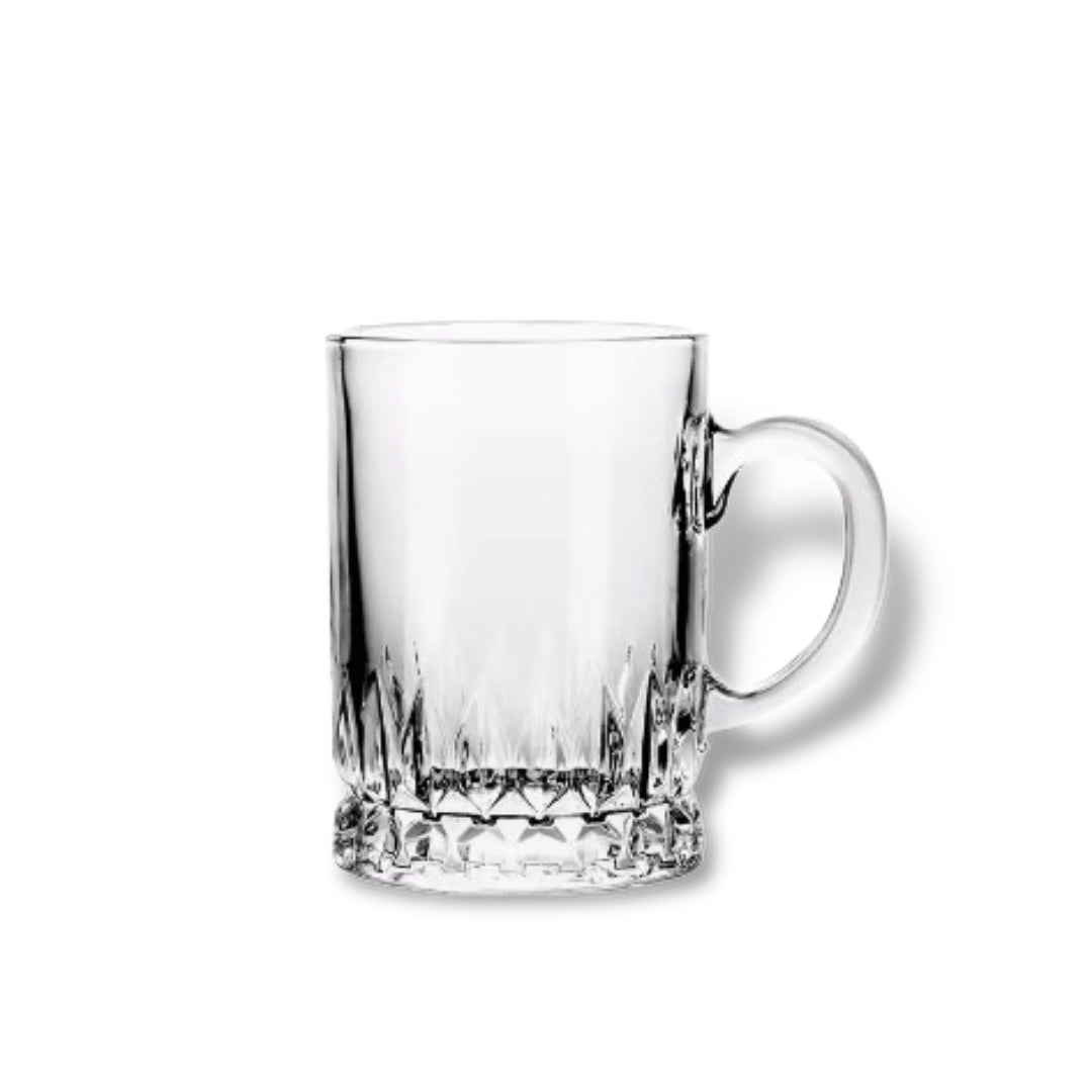 Set of 6 Crystal Glasses with Handles – 360ml Elegant Drinking Glassware Glass Mug