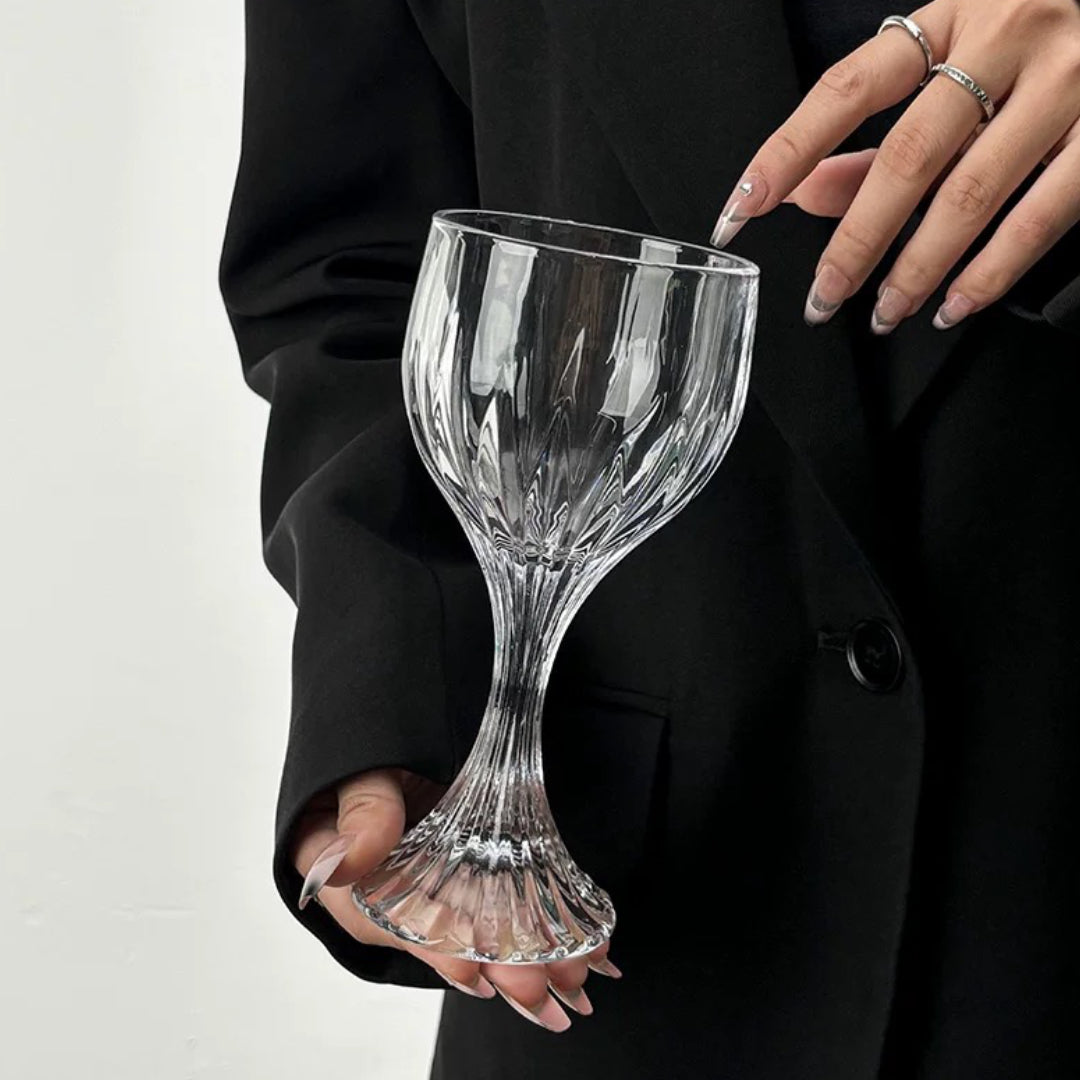 Large Crystal Goblet Tall Drinking Wine Glass Set of 6 Pieces