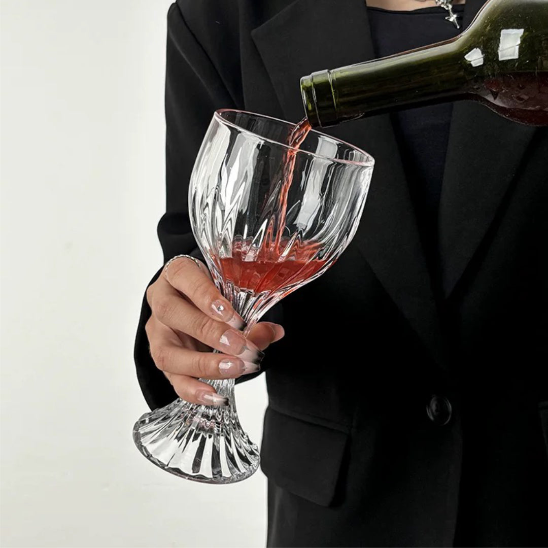 Large Crystal Goblet Tall Drinking Wine Glass Set of 6 Pieces