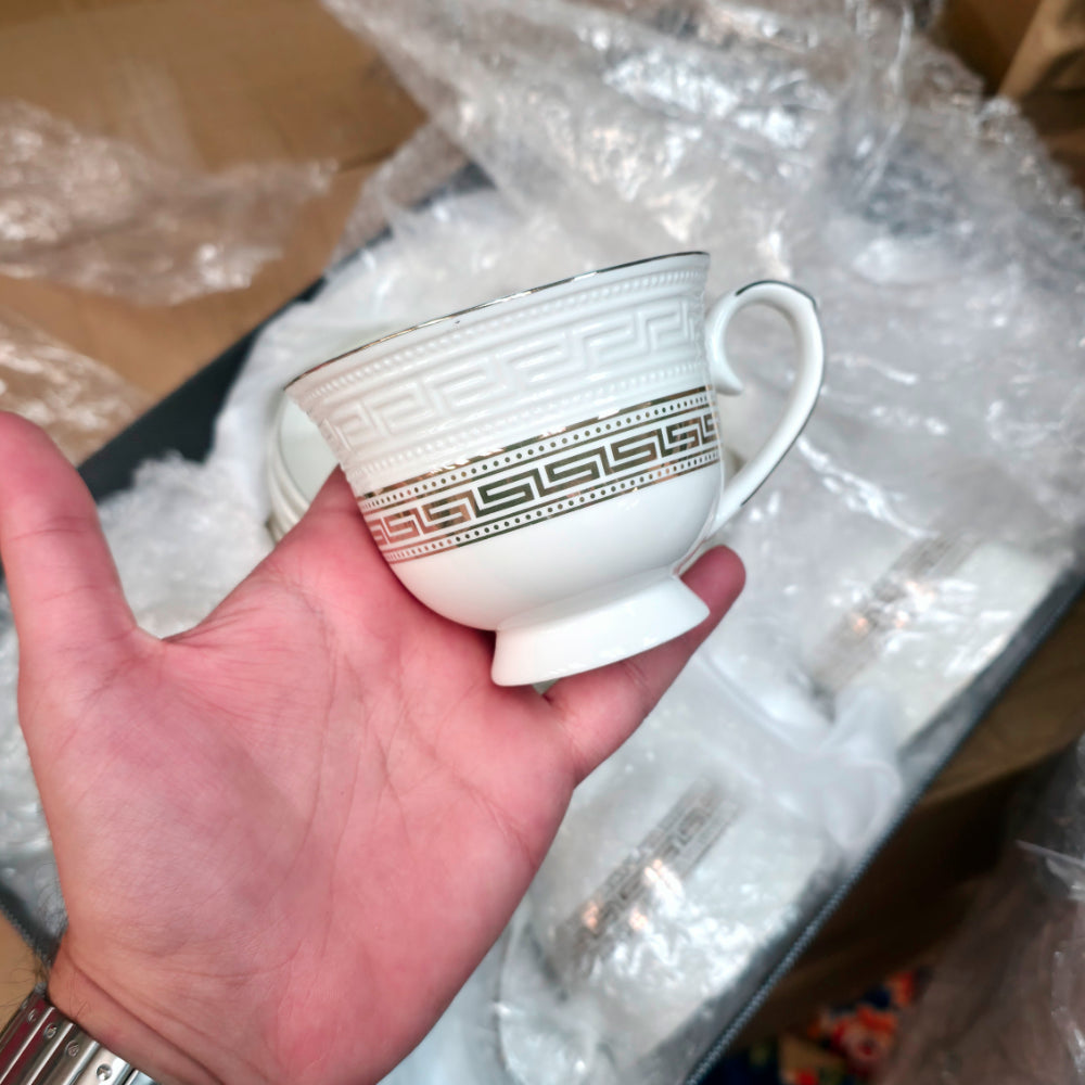 BONE CHINA TEA SET ROMAN DESIGN - GOLD