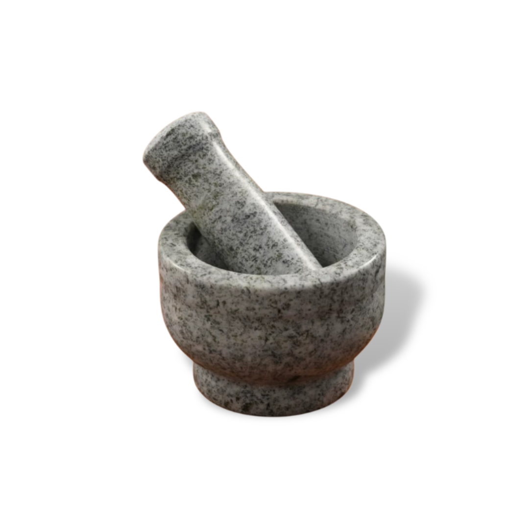 Natural Granite Stone Mortar and Pestle with Pad