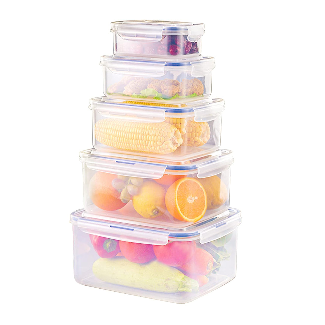 5-Piece Airtight Tupperware Set – Leak-Proof, Spill-Resistant, Portable Food Storage Containers