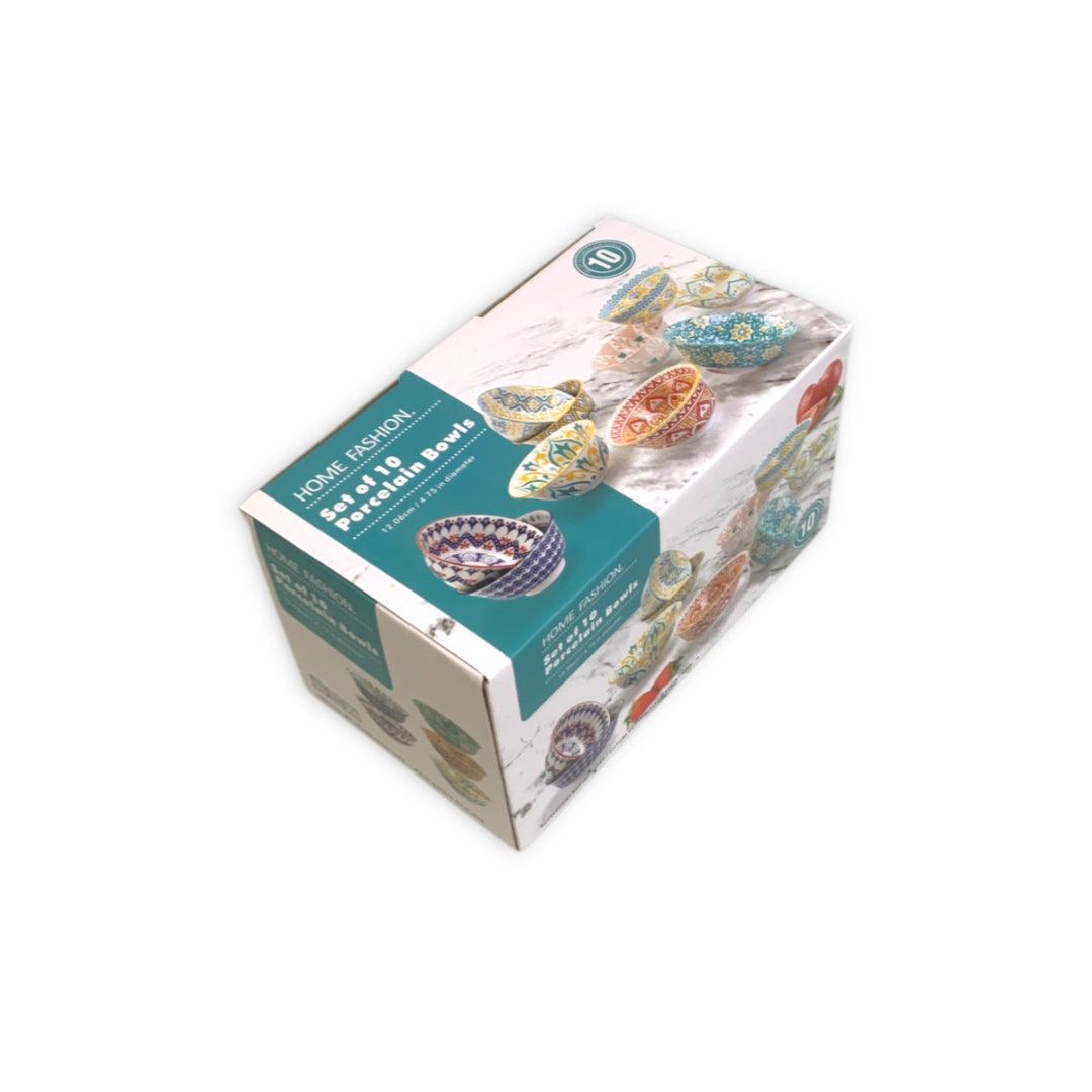 Mystery Colourful Ceramic Porcelain 10 Piece Mix Bowl Set