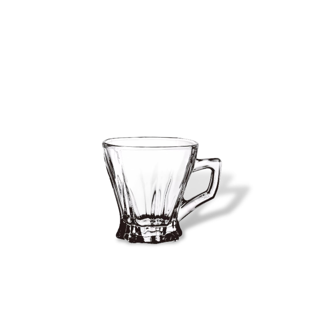 Crystal Glass Set of 6 Pieces Tea Cups with Handle