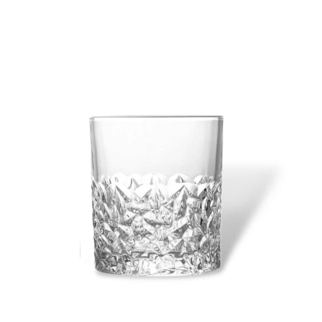 Set of 6 Crystal Glasses – 340 ml Crushed Ice Design Drinking Whiskey Glassware for Beverages