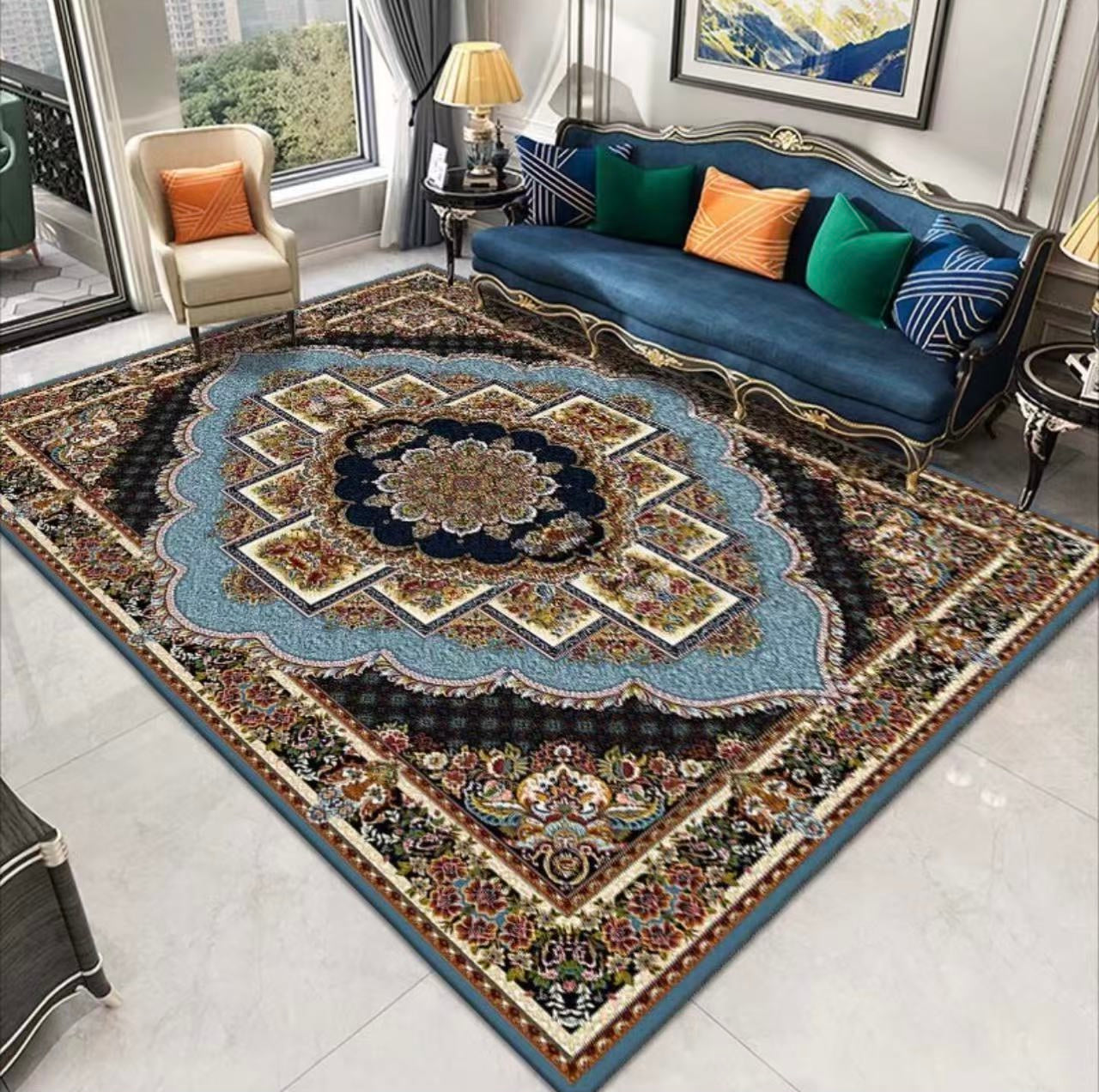 (#19) Niloofar Palace – 7’x9’ Stain resistant & Machine Washable Persian-Inspired Area Rug Carpet