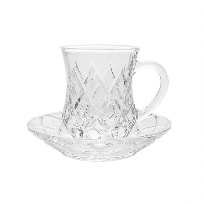 Tea Glass Set of 12 Pieces Tea Cups with saucers
