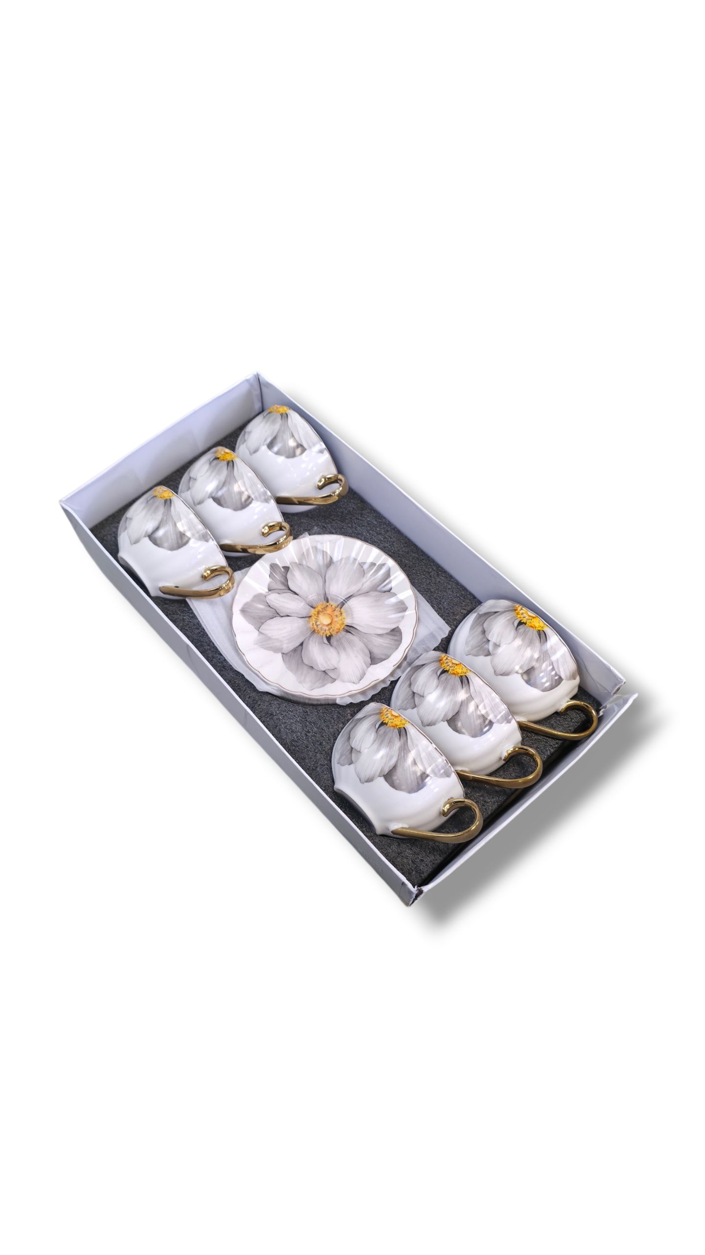 BONE CHINA TEA SET 12 PCS FLORAL DESIGN WITH REAL GOLD RIM (14CT)