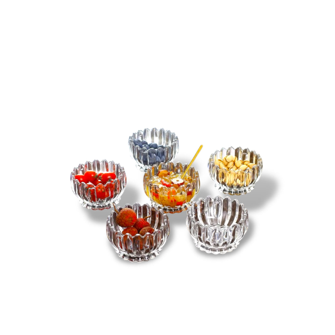 Flower Pot Design Crystal Bowl Set of 12 Pieces - Dessert Set