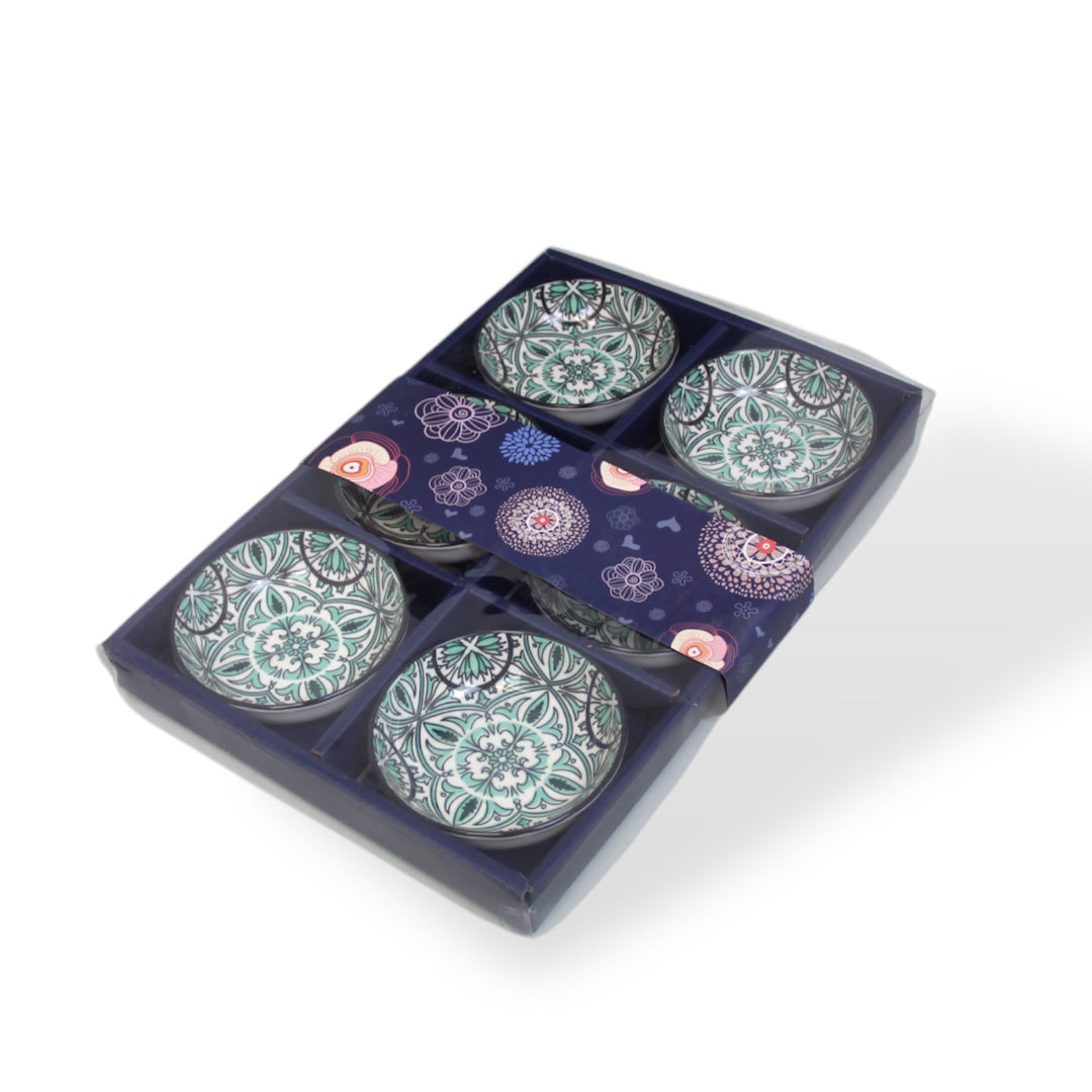 4-Inch Colourful Ceramic Porcelain Spice & Sauce Bowl Set – Box of 6