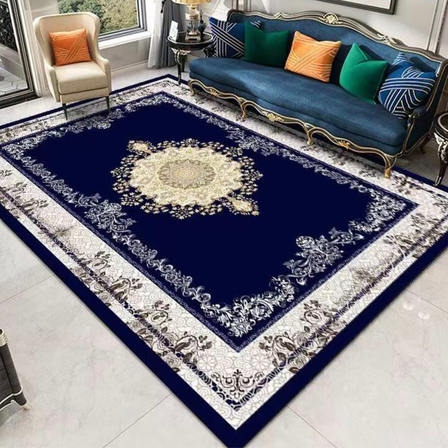 (#81) 5’x8’ Stain resistant & Machine Washable Persian-Inspired Area Rug Carpet