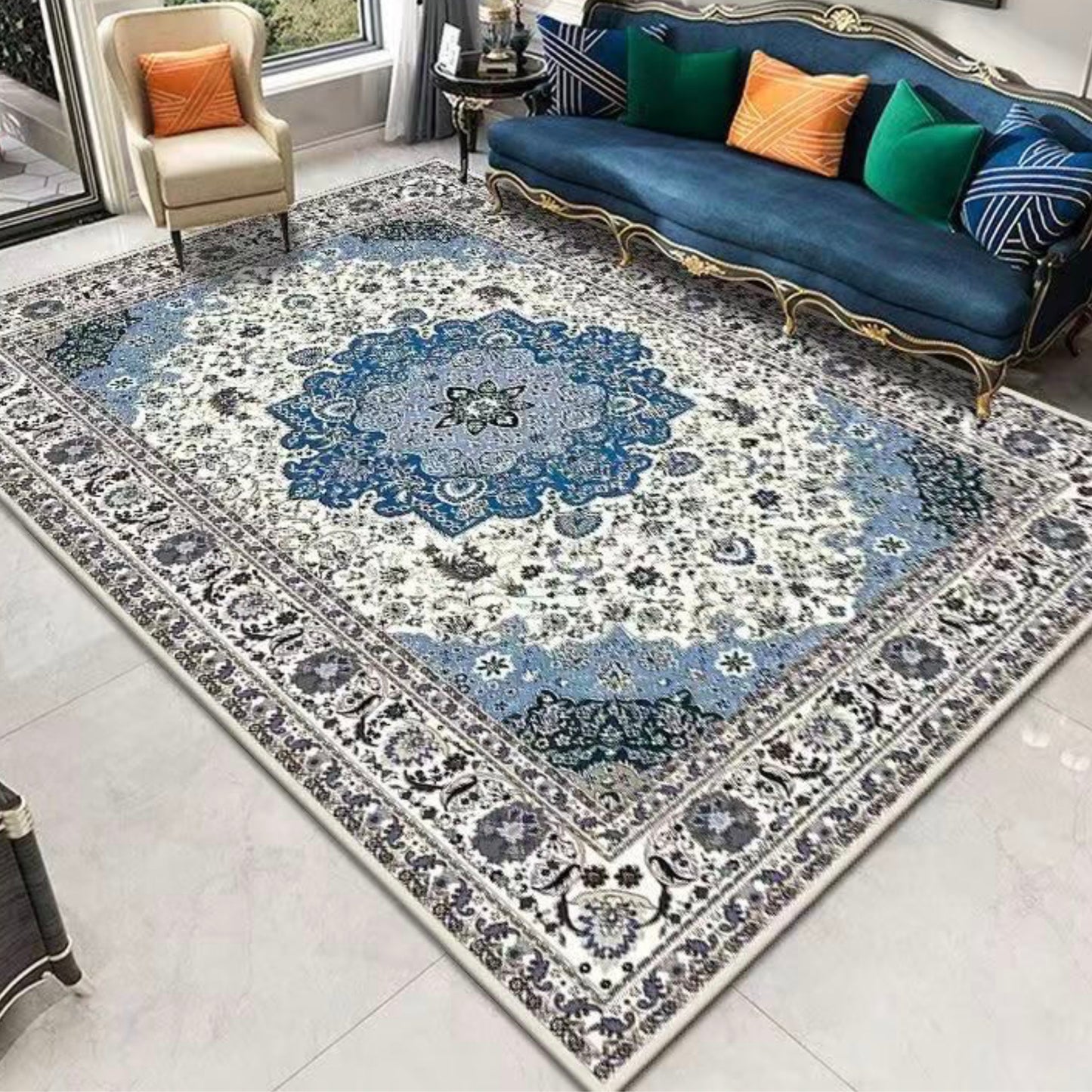 (#70) 5’X8' Stain resistant & Machine Washable Persian-Inspired Area Rug Carpet