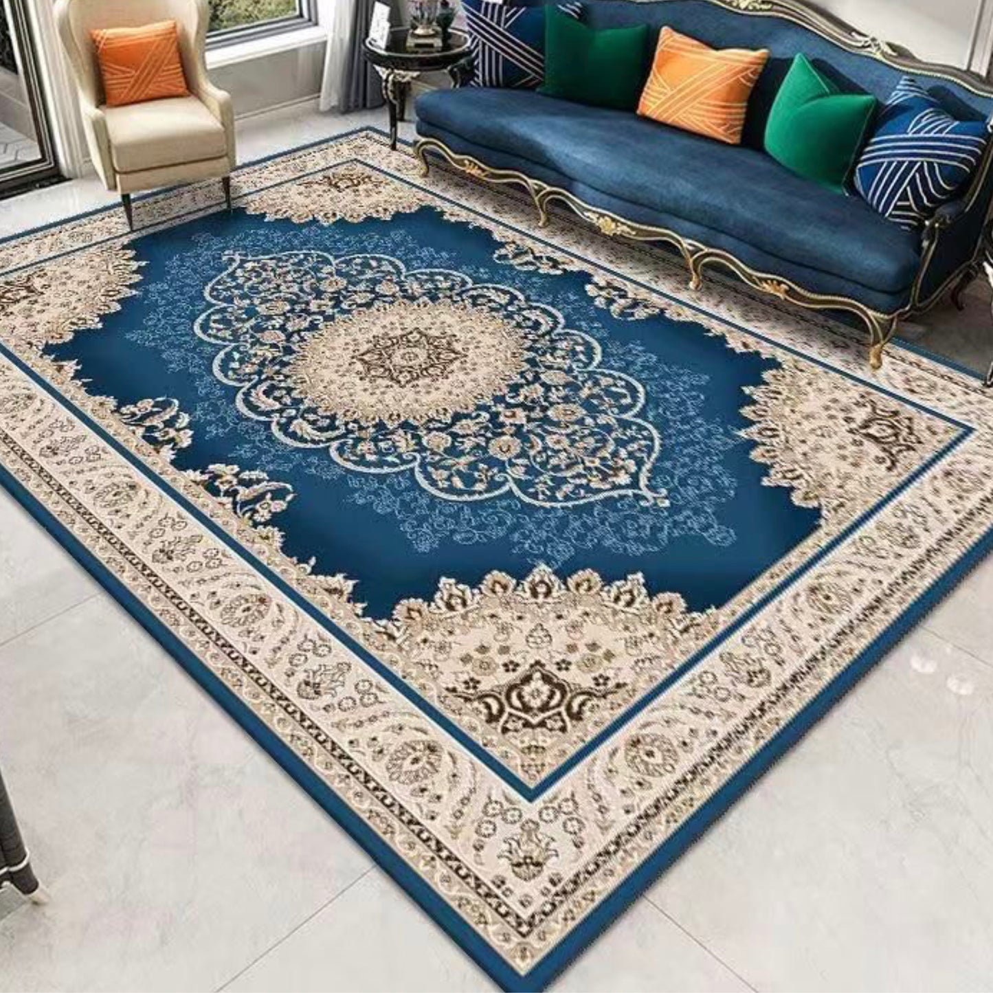 (#71) 7’x9’ Stain resistant & Machine Washable Persian-Inspired Area Rug Carpet