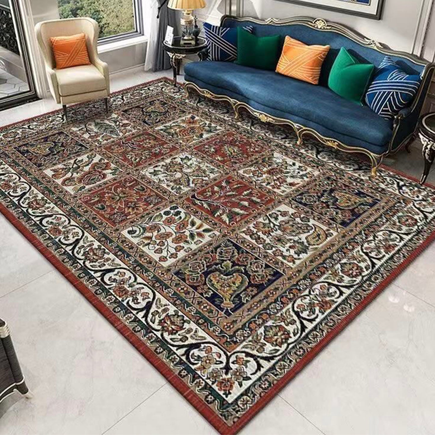 (#72) 5’x8’ Stain resistant & Machine Washable Persian-Inspired Area Rug Carpet