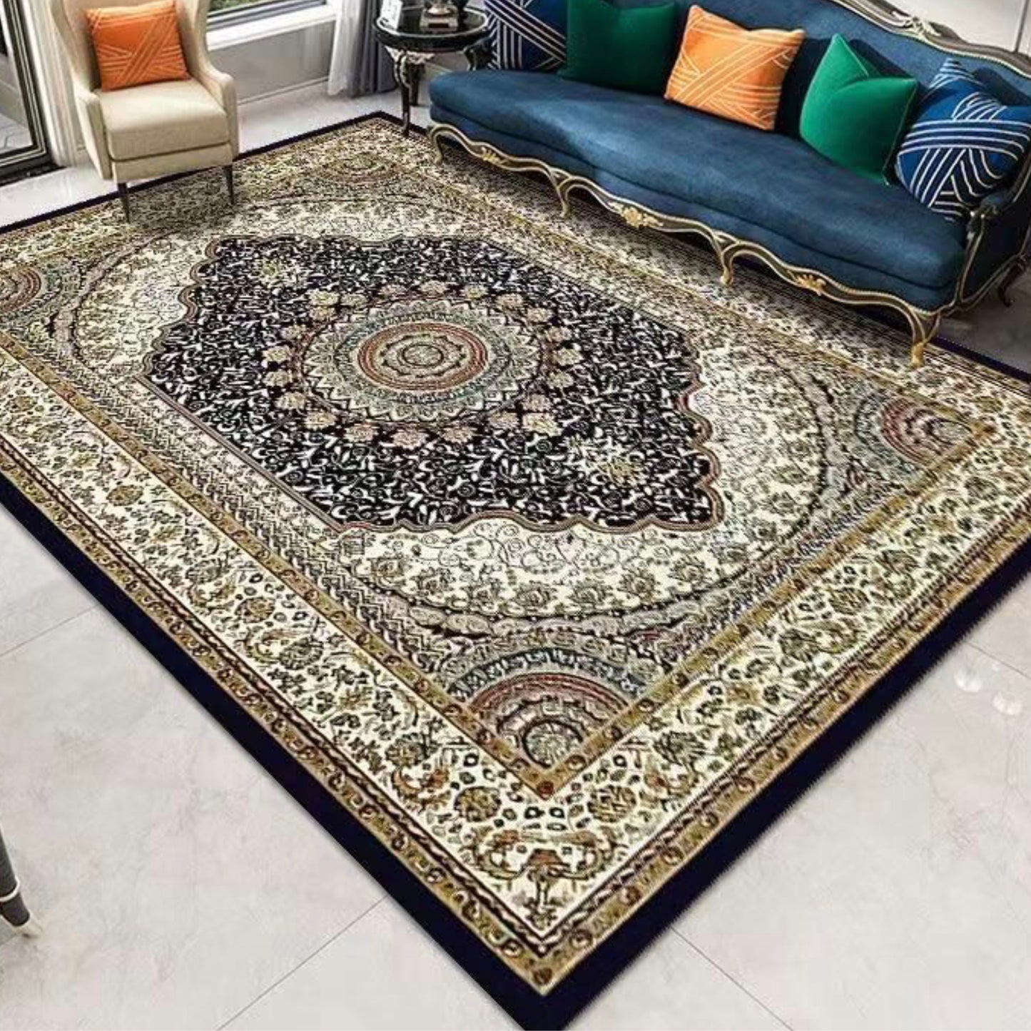 (#77) 5’x8’ Stain resistant & Machine Washable Persian-Inspired Area Rug Carpet