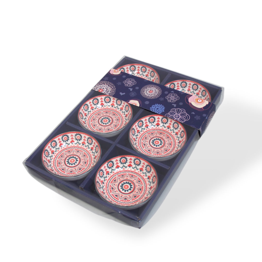 4-Inch Colourful Ceramic Porcelain Spice & Sauce Bowl Set – Box of 6