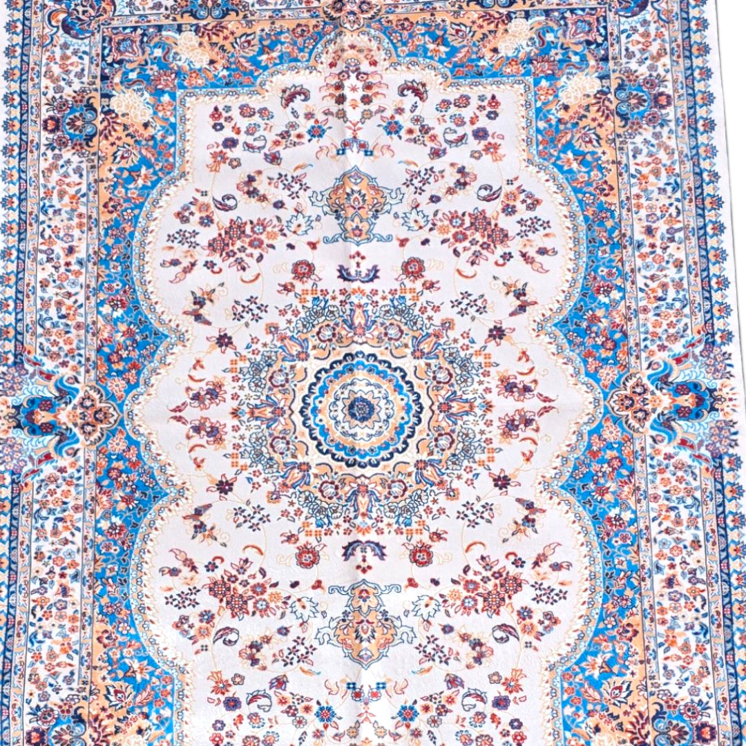 (#16) Isfahan Cream – 5’x8’ Stain resistant & Machine Washable Persian-Inspired Area Rug Carpet