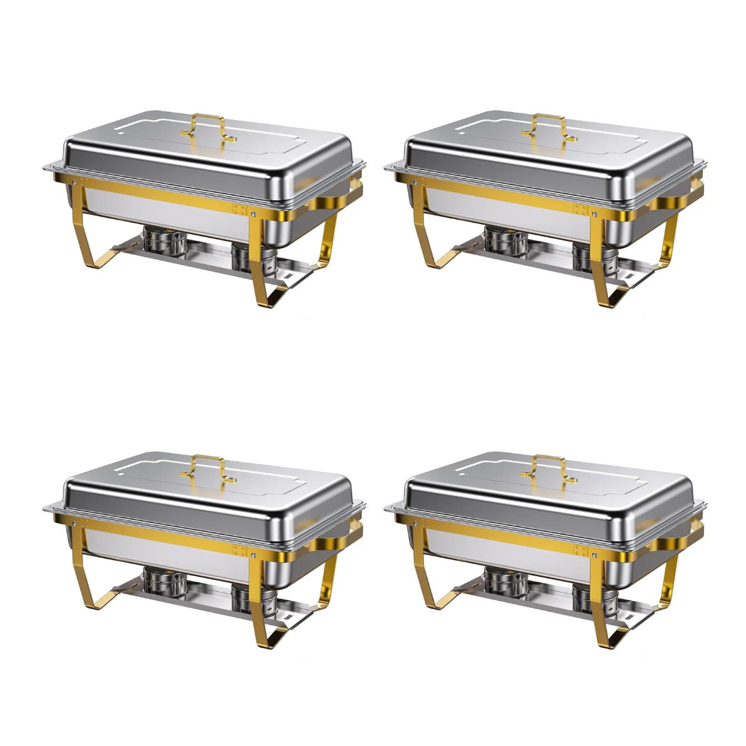 STAINLESS STEEL CHAFING DISH PAN BUFFET STOVE FOOD WARMER - 4 SETS