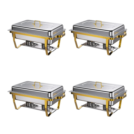 STAINLESS STEEL CHAFING DISH PAN BUFFET STOVE FOOD WARMER - 4 SETS