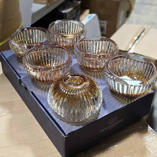 GOLD AND CLEAR BOWL SET OF 6