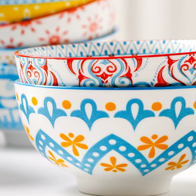 Mystery Colourful Ceramic Porcelain 10 Piece Mix Bowl Set