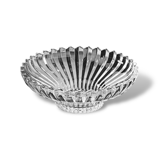 Large Flower Bowl with Base Crown Clear Finish