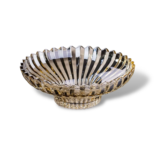 Large Flower Bowl with Base Crown Clear Smoke Finish