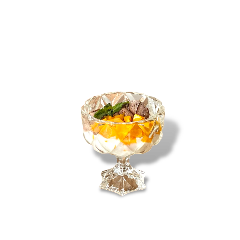 Large Crystal Glass Bowl with Long Stand Leg Base and Lid - Diamond Cut Design Clear Finish