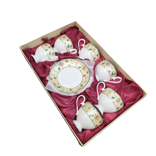 12 Pc Royal King Bone China Tea Cup and Saucer Set