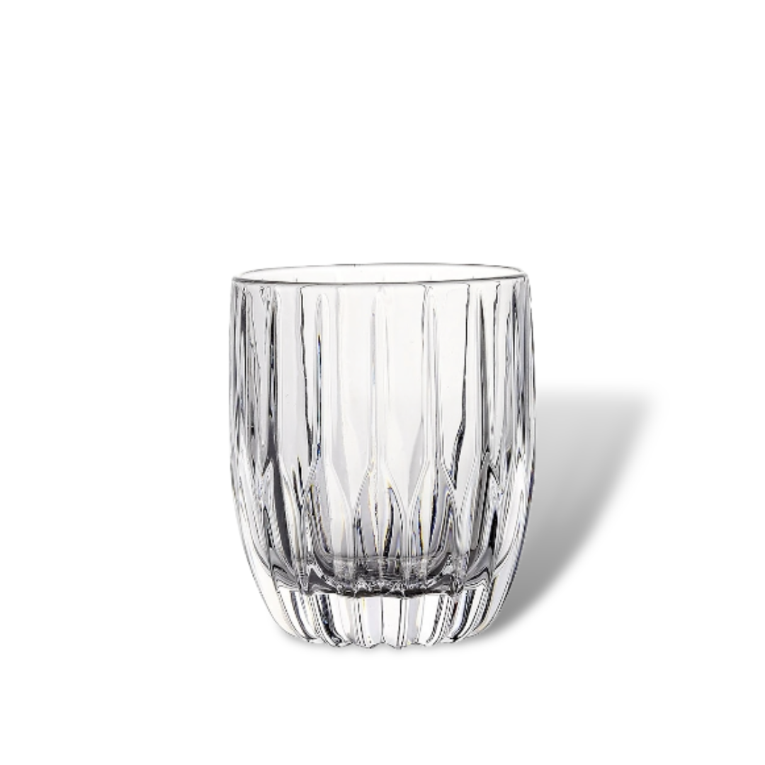Set of 6 Crystal Glasses – 300 ml Round Lined Design Drinking Glassware for Beverages