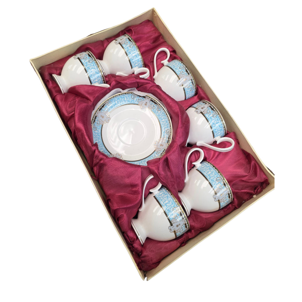 12 Pc Royal King Bone China Tea Cup and Saucer Set