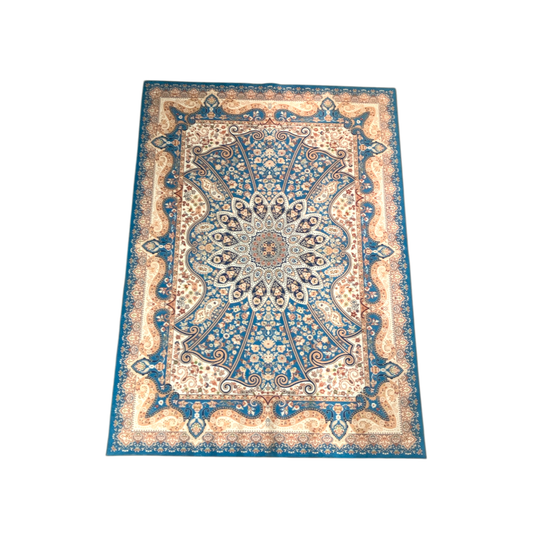 (#1) Yazd Sapphire – 7’x9’ Stain resistant & Machine Washable Persian-Inspired Area Rug Carpet