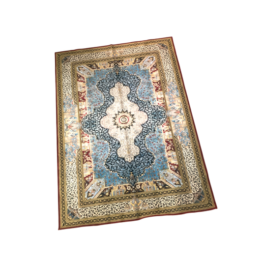 (#53) Blue Shiraz– 7’x9’ Stain resistant & Machine Washable Persian-Inspired Area Rug Carpet